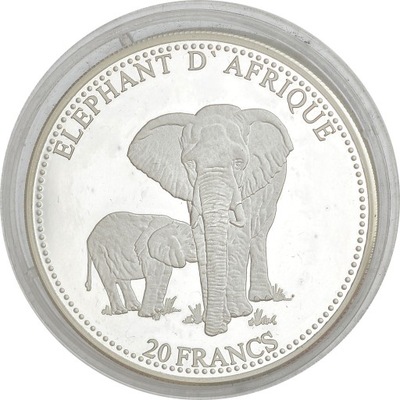 5.CONGO, 20 FRANKÓW 2002 SŁONIE AFRYKAŃSKIE