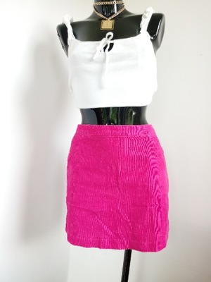 Różowa mini spódniczka spódnica H&M bawełna róż S