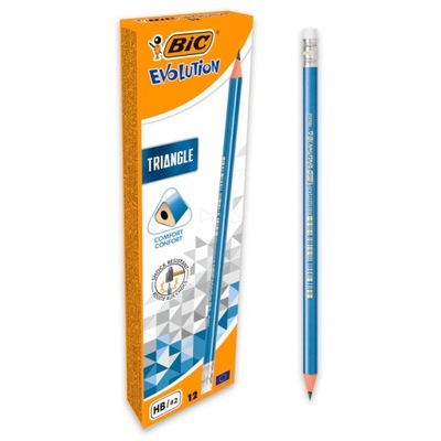 Ołówek trójkątny z gumką BIC Evolution Triangle HB (opakowanie 12 sztuk)
