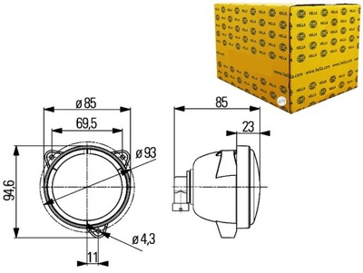 FARO EN FUNCIONAMIENTO H9 HALÓGENO 12V 65W DL. 85MM WYS. 95MM SZER. 85MM GL.  