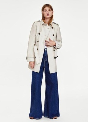 34 36 Zara Woman płaszcz prochowiec trencz beżowy
