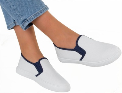 TRAMPKI BIAŁE TENISÓWKI SLIP ON 38