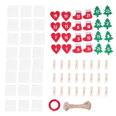 24pcs Celpcing Christmas Worek Kalendarz adwentowy