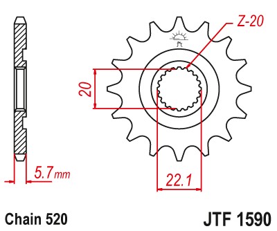 ENGRANAJE PARTE DELANTERA JTF1590-12 12Z TAMAÑO 520  