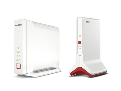 Zestaw Mesh WiFi 6 AX trzy pasma router FRITZ!Box 4060 +FRITZ!Repeater 6000