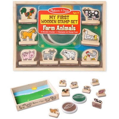 Drewniany zestaw Pieczątek Zwierzęta na farmie Melissa and Doug