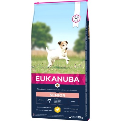 EUKANUBA SENIOR GRANULKI KURCZAK MAŁE RASY 15KG