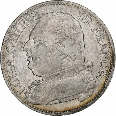 Francja, Louis XVIII, 5 Francs, 1814, Bordeaux, Sr