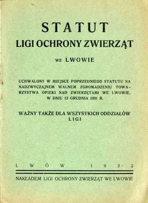 Statut Ligi Ochrony Zwierząt we Lwowie 1931