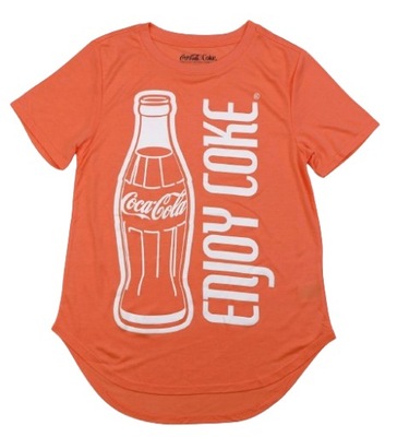 Koszulka damska młodzieżowa T-shirt Coca-Cola Napój Butelka r. S Koralowa