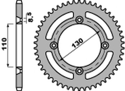 PBR ENGRANAJE PARTE TRASERA 249 56 C45 HONDA CR 80/85, CRF 150R (M428) (LANC. 428)  