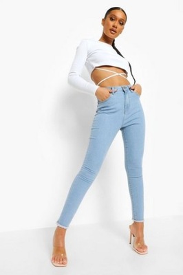 BOOHOO SPODNIE JEANSOWE CZARNE NA ZAMEK 40 YHO