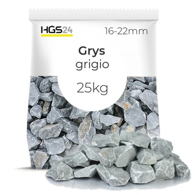 Grys szary Grigio Kamień ogrodowy ozdobny kruszywo 16-22mm 25kg