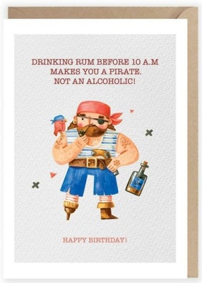 Kartka urodzinowa Pirat, eko koperta K100