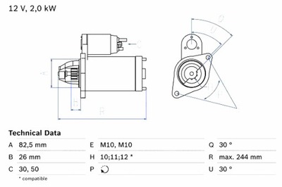 BOSCH STARTERIS MERCEDES 124 A124 124 C124 124 T-MODEL S124 124 W124 