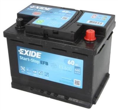 АКУМУЛЯТОР EXIDE EFB EL600 60AH/640A 12V +P EFB