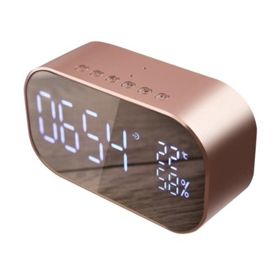 Portable Wireless Bluetooth Speaker Alarm Clock TF Card MP3 Music Rose Gold 