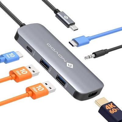 USB C HUB NOVOO 6 W 1 USB C WIELOPORTOWY ADAPTER USB 3.2 X 2 HDMI