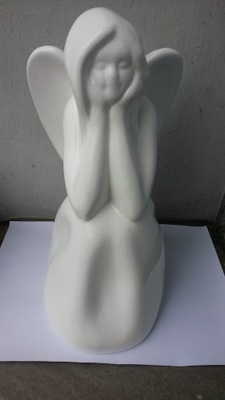 Aniołek ceramiczny biały - lakierowany