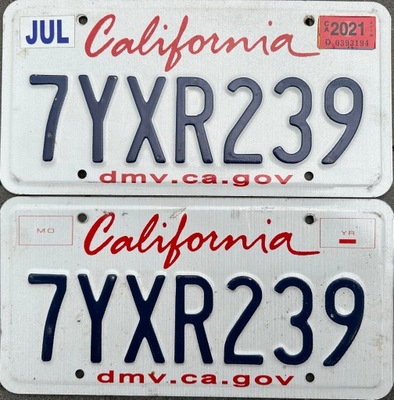 Tablice rejestracyjne z USA California komplet