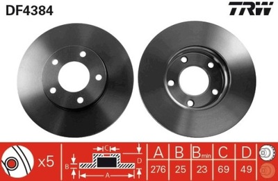 2X DISCO DE FRENADO MAZDA PARTE DELANTERA 3 DF4384  