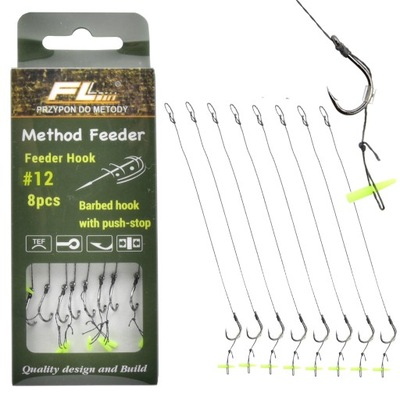 Haczyki Method Feeder na przyponie ze stoperem #12