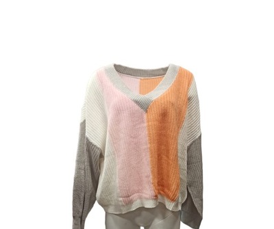 SHEIN KOLOROWY WKŁADANY SWETER DEKOLT V 3XL 353