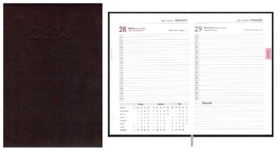 Kalendarz Terminarz książkowy 2024 Hamelin Dzienny A4 Standard Brązowy