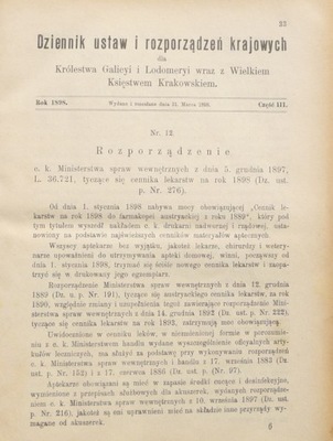 1898 C K CENNIK LEKÓW