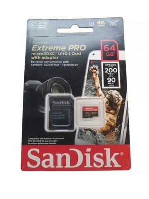 KARTA PAMIĘCI SANDISK EXTREME PRO MICROSDXC 64GB 200/90 MB/S U3