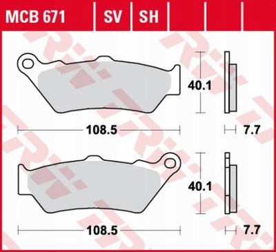 КОЛОДКИ ТОРМОЗНЫЕ TRW MCB671SV