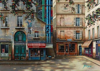 Stokfisz Delarue, Pompidou Paryż uliczki print