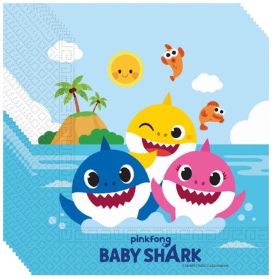 Serwetki Baby Shark 33x33cm. Rekinek Szark 20 szt.