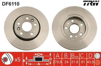 2 PIEZAS DISCO DE FRENADO RENAULT PARTE DELANTERA KANGOO DF6110  