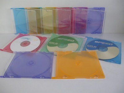 Pudełka CD x 1 SLIM na płyty kolorowe 100 szt