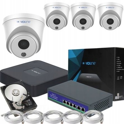 Profesjonalny monitoring 4kamery VidiLine 4mpx