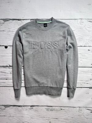 HUGO BOSS SUPER BLUZA MĘSKA SZARA CREWNECK BAWEŁNA LOGO