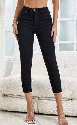 SHEIN JEANSY DAMSKIE CZARNE CASUAL 3/4 40/42 V9G