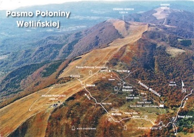 WETLINA - POŁONINA - MAPA - WIDOK Z GÓRY - BIESZCZADY - 2018R