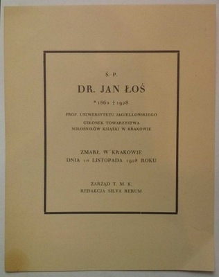 Nekrolog Dr. Jan Łoś