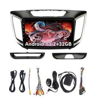 RADIO AUTOMOBILINIAI ANDROID 13 DLA HYUNDAI CRETA IX25 2015 - 2019 GPS 2DIN 