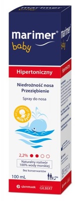 MARIMER BABY SPRAY HIPERTONICZNY 100 ml WODA MORSKA NIEDROŻNOŚĆ NOSA