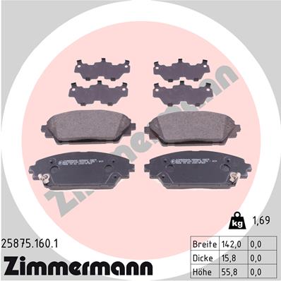 ZIMMERMANN 25875.160.1 КОЛОДКИ ТОРМОЗНЫЕ