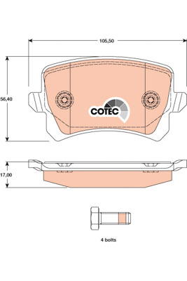 КОЛОДКИ ТОРМОЗНЫЕ - КОМПЛЕКТ COTEC GDB1763