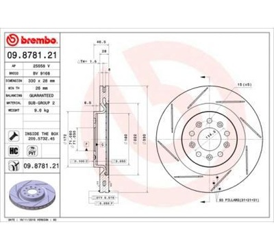 BREMBO DISCO DE FRENADO 330X28 V ASTON MARTIN  