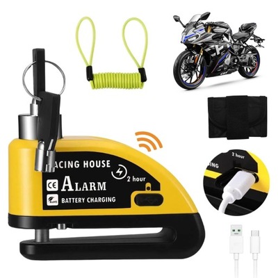 BLOKADA Z ALARMEM NA TARCZĘ HAMULCOWĄ MOTOCYKL ROWER SKUTER