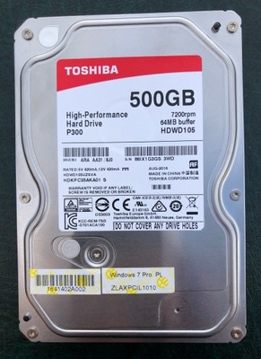 Dysk HDD Toshiba P300 500GB SATA III 3,5" 7200RPM HDWD105UZSVA