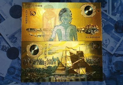 AUSTRALIA 10 Dollars 1988 ABORYGEN ZŁOTY BANKNOT