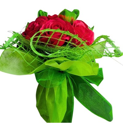 Bukiet, czerwone róże mydlane, prezent