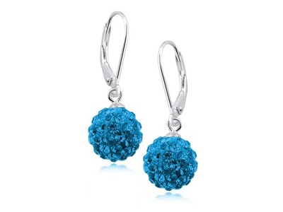 WISZĄCE SREBRNE KOLCZYKI KULE CAPRI BLUE SWAROVSKI